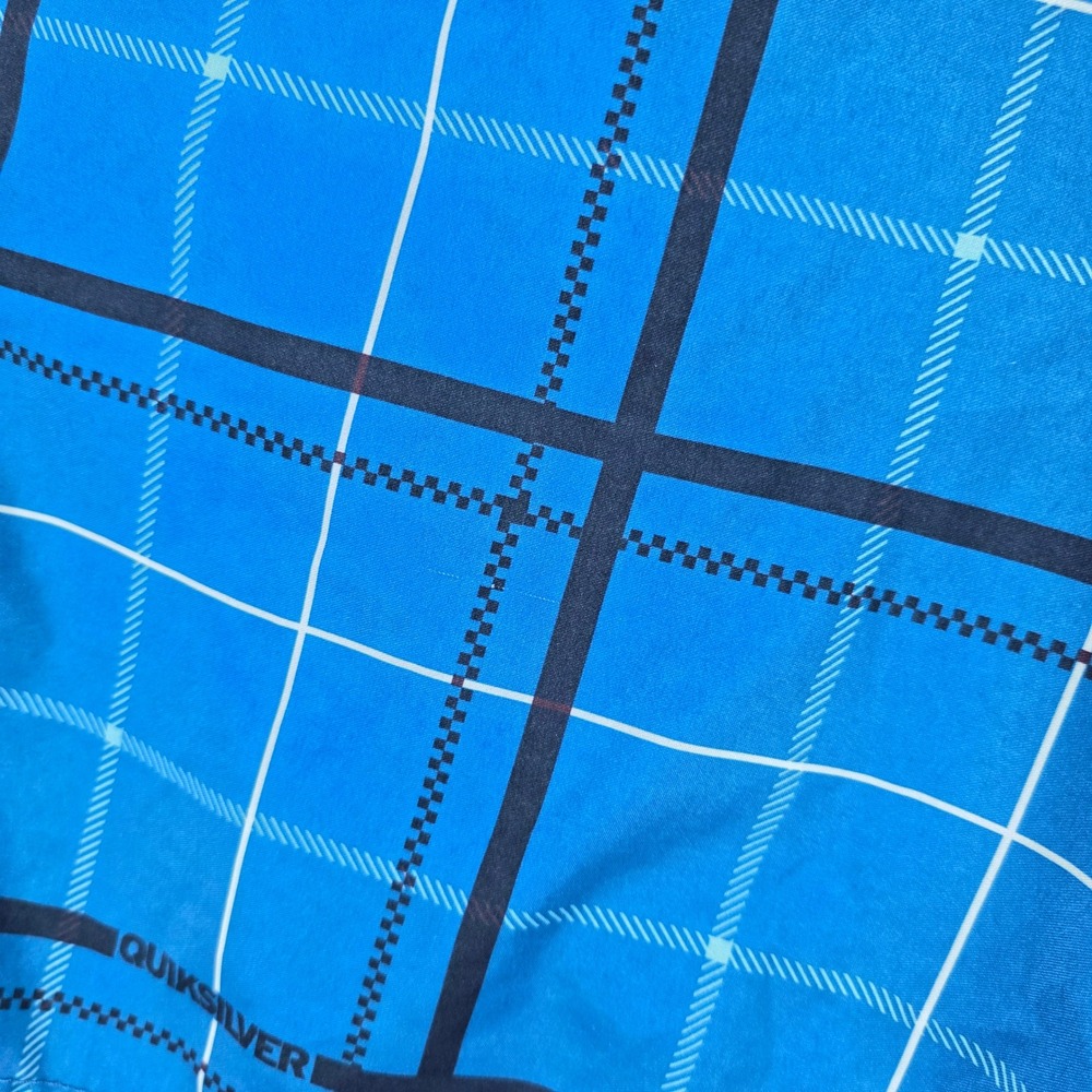 Vintage Quiksilver Mens Blue Plaid Board Shorts Swim Trunks Size 34 Surf - Picture 8 of 11